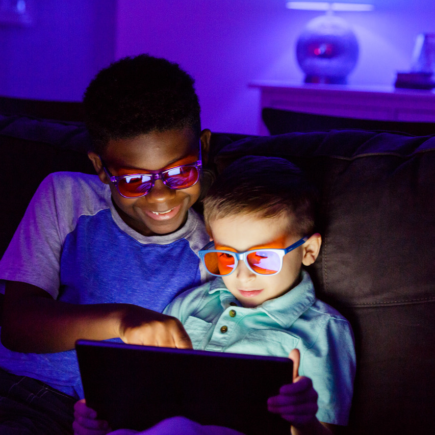 Kid's with blue light blocking glasses