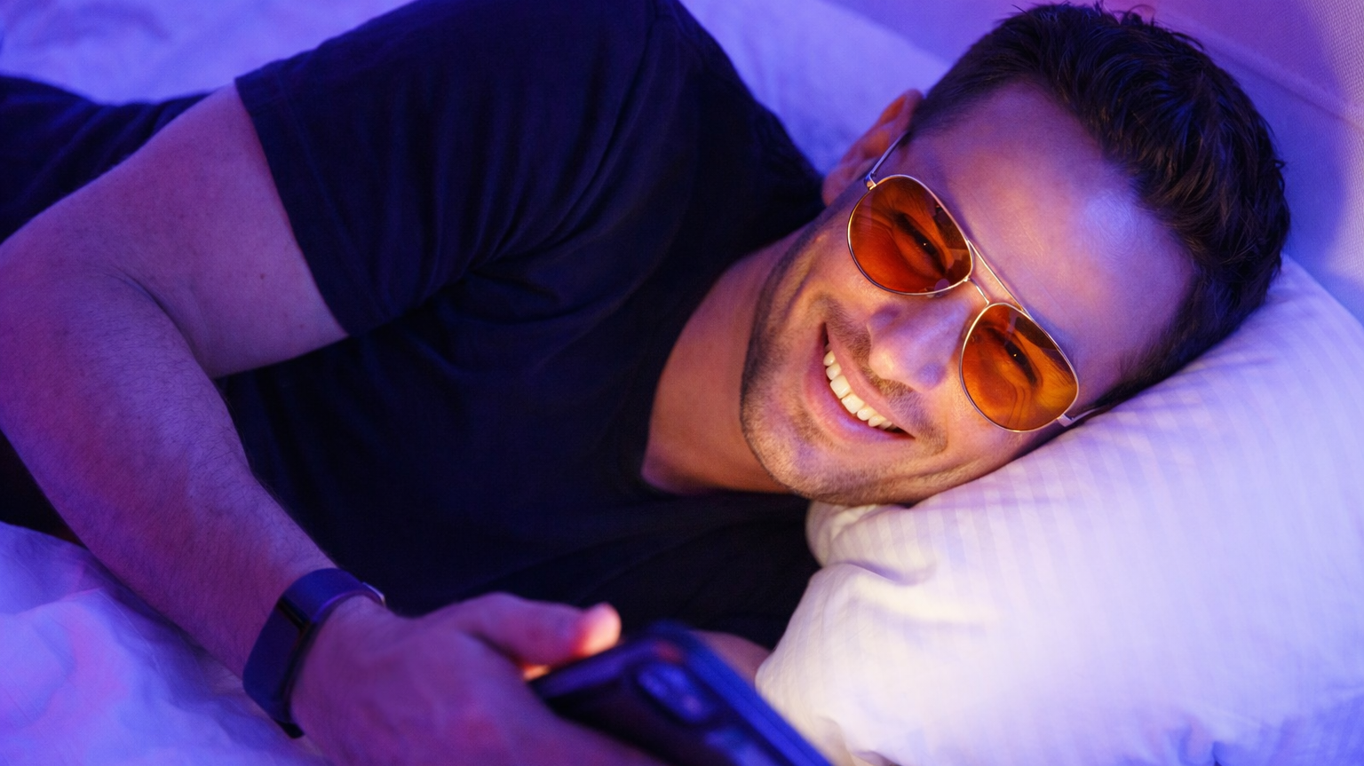 Aviator Sleep Swannies in bed