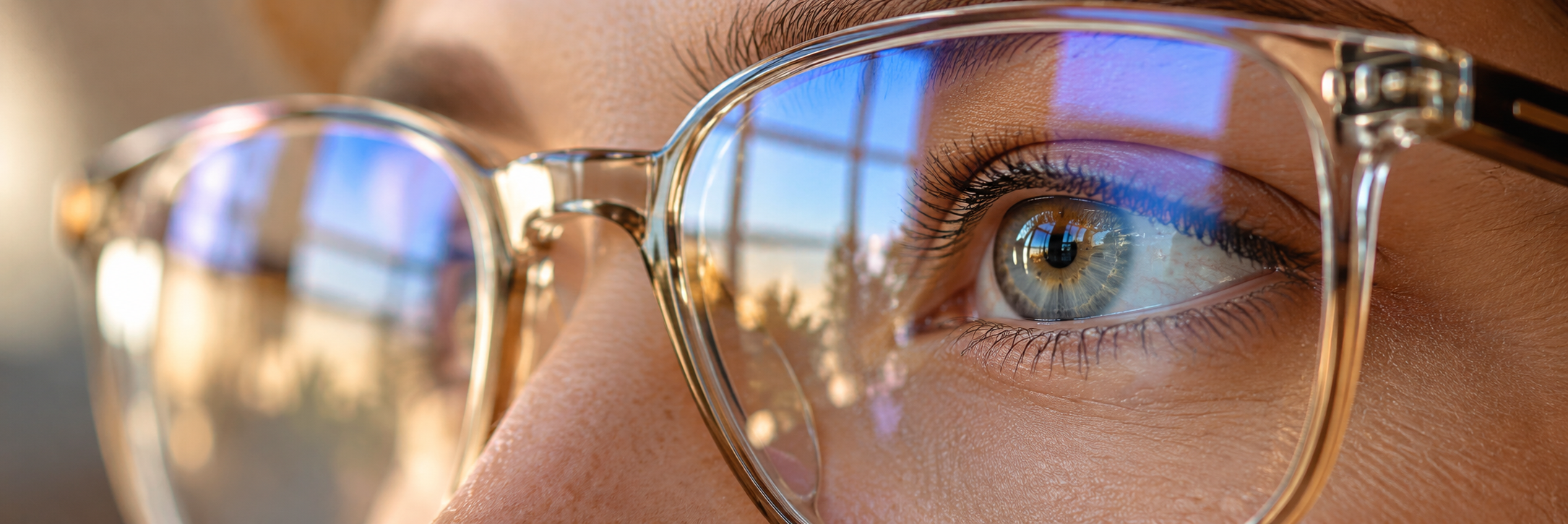blue light glasses with reflective coating