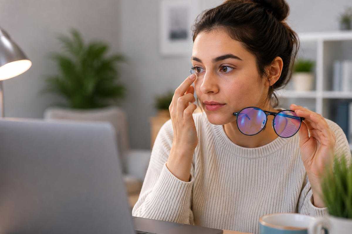 Can you wear blue light glasses with contacts