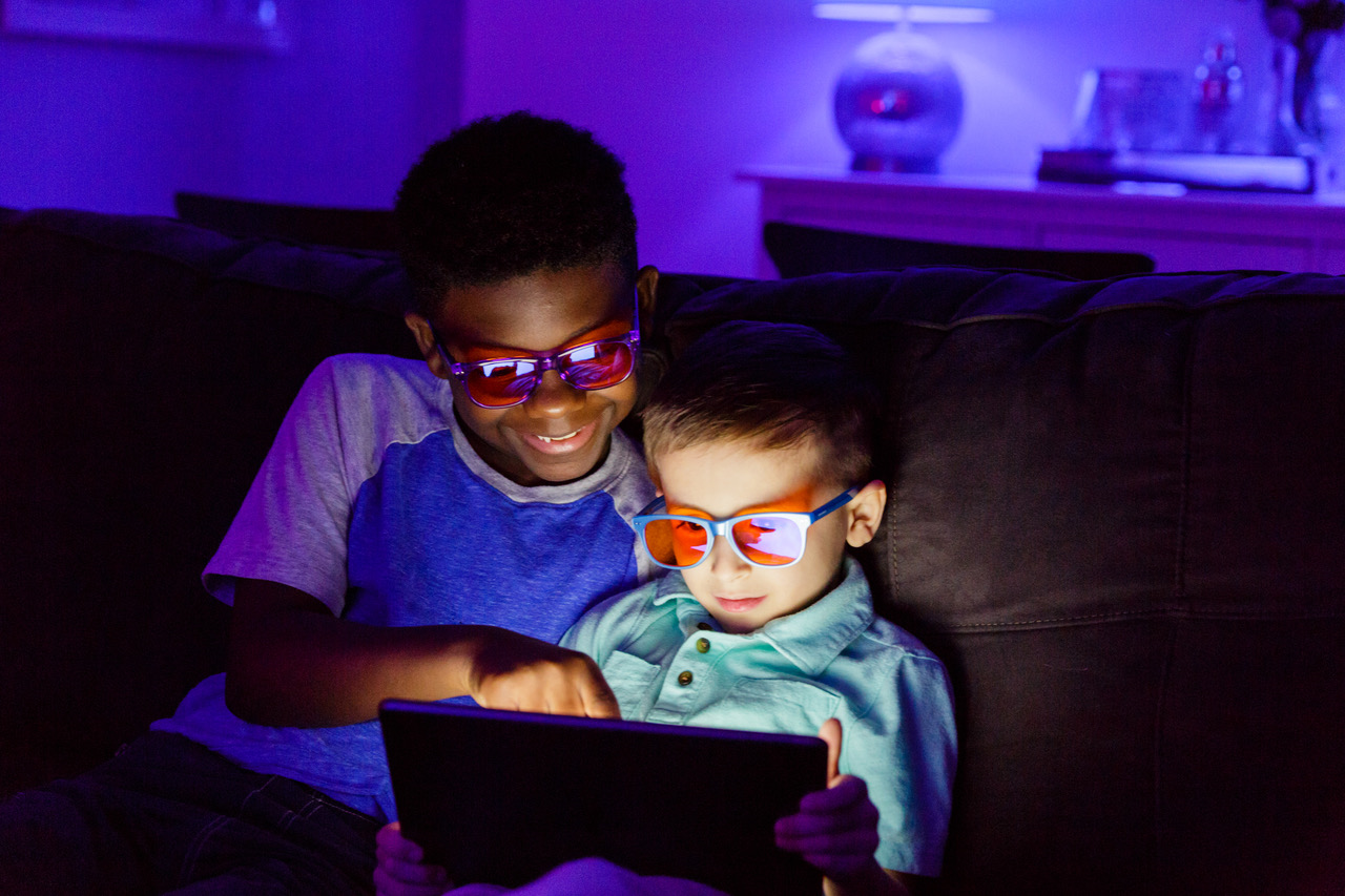 Kid's with blue light blocking glasses