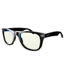 Focus Swannies blue light blockers in black acetate wayfarer frame to prevent digital eye strain and headaches