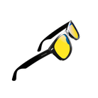 Relax Swannies Wayfarer glasses with yellow blue light blocking lenses and black acetate frame.