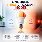 Swanwick LED light bulb with circadian modes in a home setting