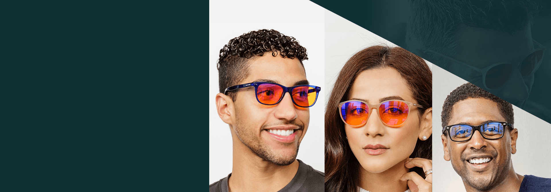 Men and woman wearing Swannies Blue Light Blocking Glasses by Swanwick.