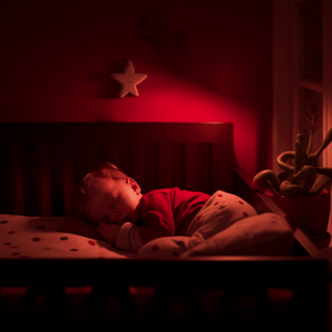 Swanwick Anti-Blue LED Night Light Motion Sensor Red Sleeping baby in the crib