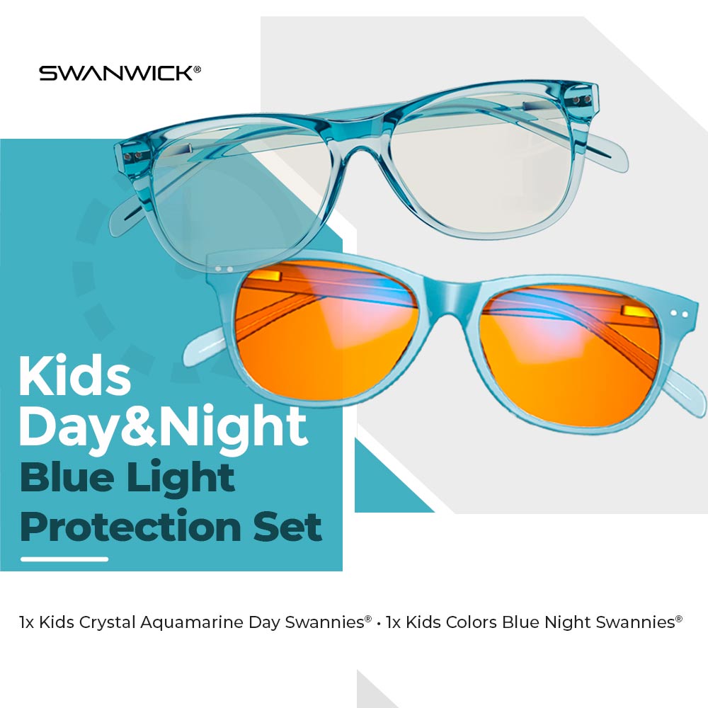 Kids Swannies Bundle - Blue Light Glasses - Aquamarine Day/Blue Night