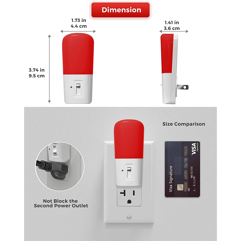 Swanwick Red Dimmable Night Light Lifestyle Infographic