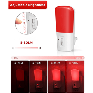 Swanwick Red Dimmable Night Light Adjustable brightness infographic