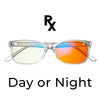 Day and Night Diamond Crystal Prescription Swannies Blue Light Blocking Glasses