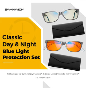 Classic Day & Night Bundle  Blue Light Blocking Glasses - Gunmetal