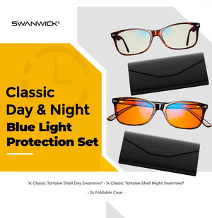 Classic Day & Night Bundle  Blue Light Blocking Glasses - Tortoise Shell