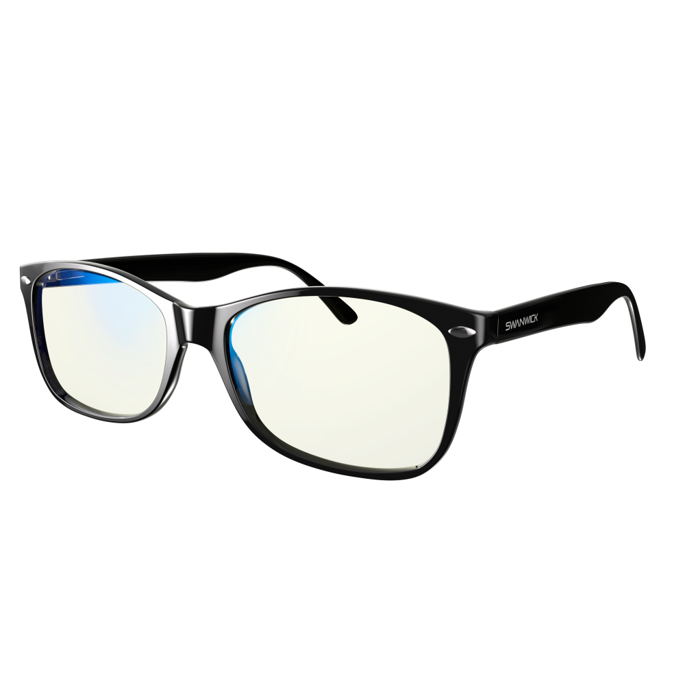Classic Day Swannies - Clear Blue Light Glasses - Black