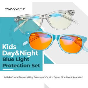 Kids Swannies Bundle - Blue Light Glasses - Diamond Day/Blue Night