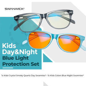 Kids Swannies Bundle - Blue Light Glasses - Smoky QuartzDay/Blue Night
