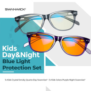 Kids Swannies Bundle - Blue Light Glasses - Smoky QuartzDay/Purple Night