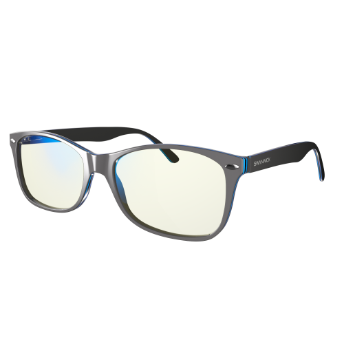 Classic Day Swannies - Clear Blue Light Glasses - Gunmetal